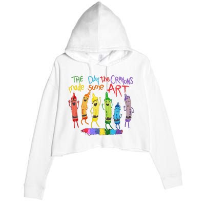 The Day The Crayons Made Some ART Teacher Art Crop Fleece Hoodie