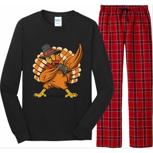 Thanksgiving Dabbing Turkey Playing Video Games Funny Gift Long Sleeve Pajama Set