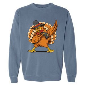 Thanksgiving Dabbing Turkey Playing Video Games Funny Gift Garment-Dyed Sweatshirt