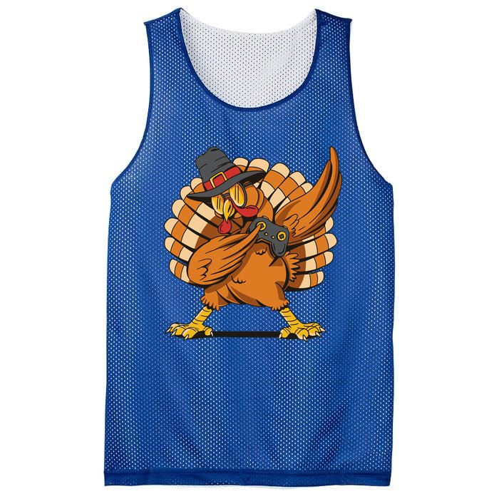 Thanksgiving Dabbing Turkey Playing Video Games Funny Gift Mesh Reversible Basketball Jersey Tank