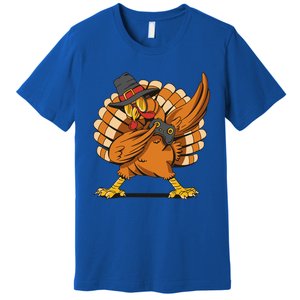 Thanksgiving Dabbing Turkey Playing Video Games Funny Gift Premium T-Shirt