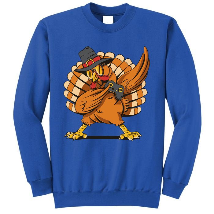 Thanksgiving Dabbing Turkey Playing Video Games Funny Gift Tall Sweatshirt