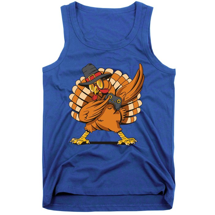 Thanksgiving Dabbing Turkey Playing Video Games Funny Gift Tank Top