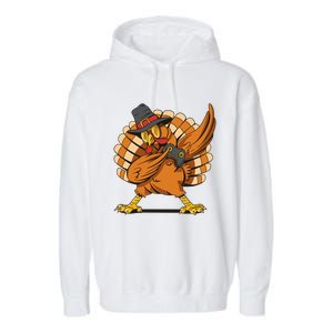 Thanksgiving Dabbing Turkey Playing Video Games Funny Gift Garment-Dyed Fleece Hoodie