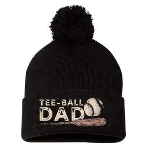 Tball Dad T-Ball Dad Tee Ball Daddy Sport Fathers Day Pom Pom 12in Knit Beanie