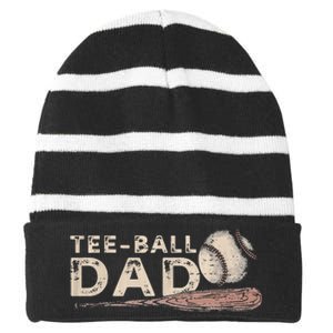 Tball Dad T-Ball Dad Tee Ball Daddy Sport Fathers Day Striped Beanie with Solid Band