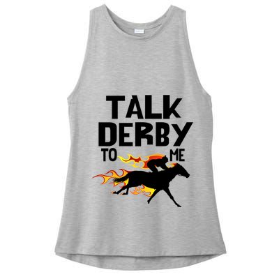 Talk Derby To Me Horse Racing Jockey Louisville Kentucky Gift Ladies PosiCharge Tri-Blend Wicking Tank