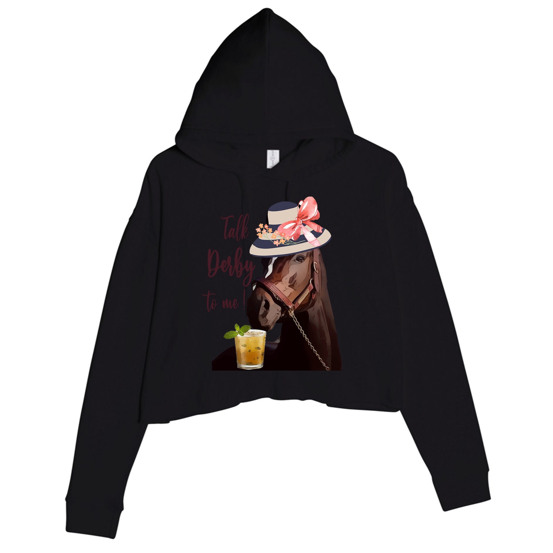 Talk Derby To Me Mint Juleps Derby Horse Racing Cute Gift Crop Fleece Hoodie