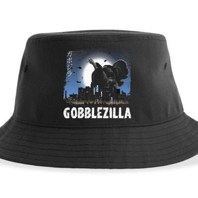 Turkey Day Thanksgiving Gobblezilla Sustainable Bucket Hat