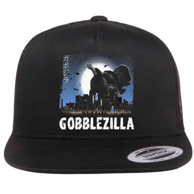 Turkey Day Thanksgiving Gobblezilla Flat Bill Trucker Hat