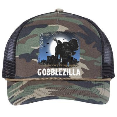 Turkey Day Thanksgiving Gobblezilla Retro Rope Trucker Hat Cap