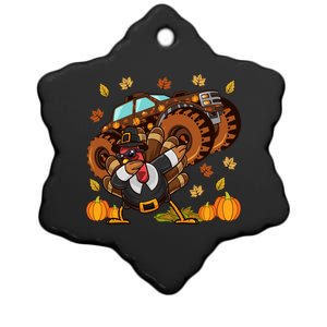 Thanksgiving Dabbing Turkey Monster Truck Gift Ceramic Star Ornament