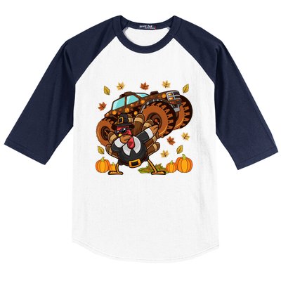 Thanksgiving Dabbing Turkey Monster Truck Gift Baseball Sleeve Shirt