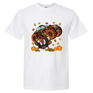 Thanksgiving Dabbing Turkey Monster Truck Gift Garment-Dyed Heavyweight T-Shirt