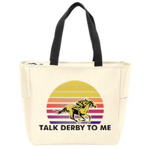 Talk Derby To Me Horse Racing Jockeys Sunset Race Zip Tote Bag