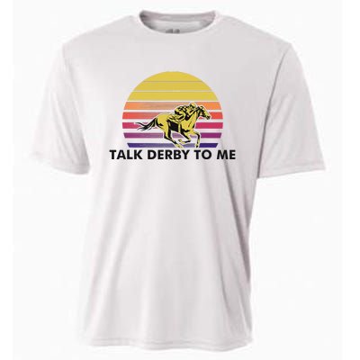 Talk Derby To Me Horse Racing Jockeys Sunset Race Cooling Performance Crew T-Shirt