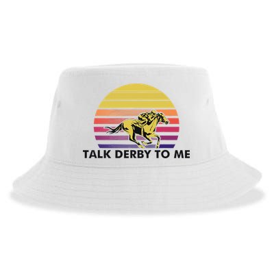 Talk Derby To Me Horse Racing Jockeys Sunset Race Sustainable Bucket Hat