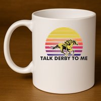 Talk Derby To Me Horse Racing Jockeys Sunset Race 11oz C Handle Ceramic Mug