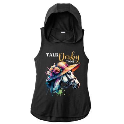 Talk Derby To Me Funny Racing Horse Ladies PosiCharge Tri-Blend Wicking Draft Hoodie Tank