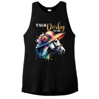 Talk Derby To Me Funny Racing Horse Ladies PosiCharge Tri-Blend Wicking Tank