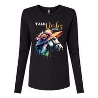 Talk Derby To Me Funny Racing Horse Womens Cotton Relaxed Long Sleeve T-Shirt