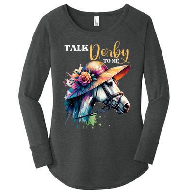 Talk Derby To Me Funny Racing Horse Women's Perfect Tri Tunic Long Sleeve Shirt