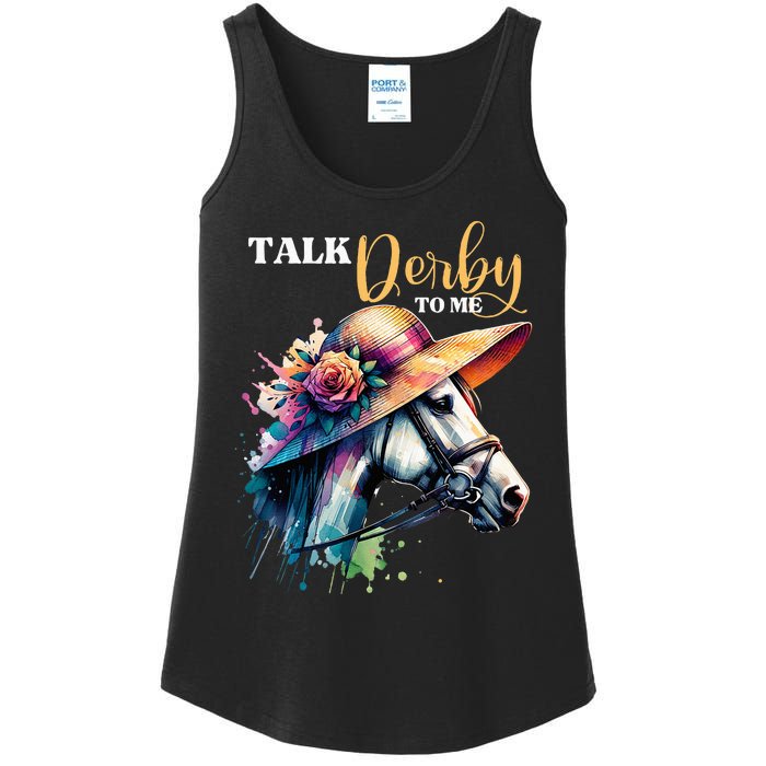 Talk Derby To Me Funny Racing Horse Ladies Essential Tank