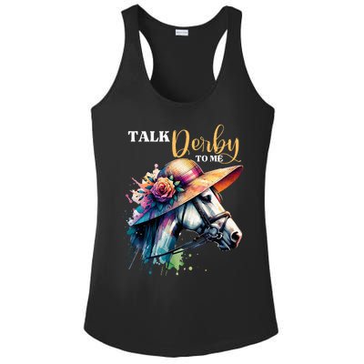 Talk Derby To Me Funny Racing Horse Ladies PosiCharge Competitor Racerback Tank