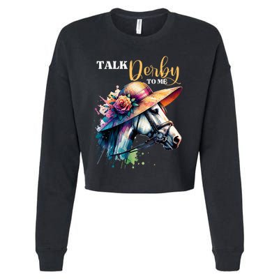 Talk Derby To Me Funny Racing Horse Cropped Pullover Crew