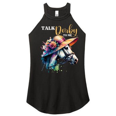 Talk Derby To Me Funny Racing Horse Women's Perfect Tri Rocker Tank