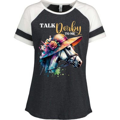 Talk Derby To Me Funny Racing Horse Enza Ladies Jersey Colorblock Tee