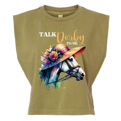 Talk Derby To Me Funny Racing Horse Garment-Dyed Women's Muscle Tee