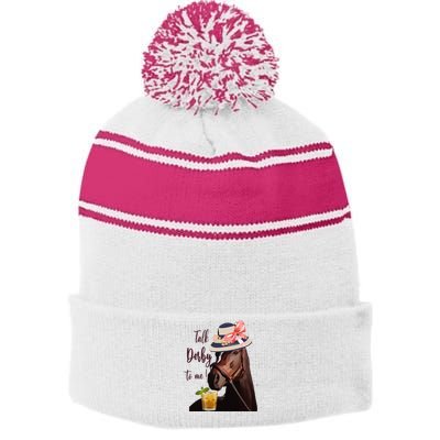 Talk Derby To Me Mint Juleps Derby Horse Racing Stripe Pom Pom Beanie