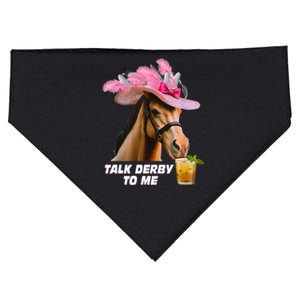 Talk Derby To Me Horse Racing Funny Derby Day Horse Lover USA-Made Doggie Bandana