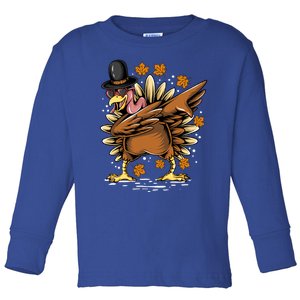 Thanksgiving Dabbing Turkey Meaningful Gift Toddler Long Sleeve Shirt