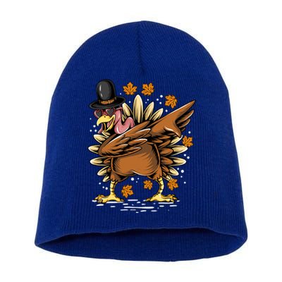 Thanksgiving Dabbing Turkey Meaningful Gift Short Acrylic Beanie