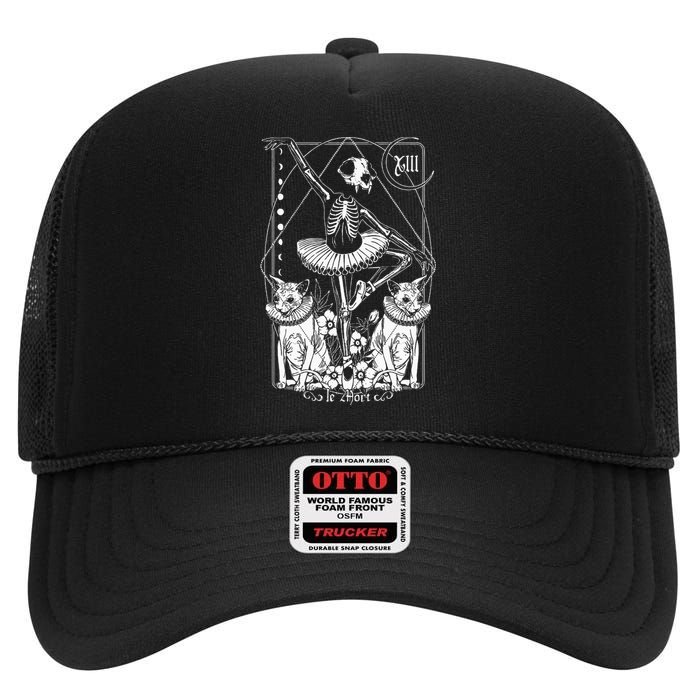 The Death Tarot Tapestry Cat La Mort Death Tarot Card Spooky High Crown Mesh Back Trucker Hat