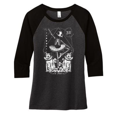 The Death Tarot Tapestry Cat La Mort Death Tarot Card Spooky Women's Tri-Blend 3/4-Sleeve Raglan Shirt