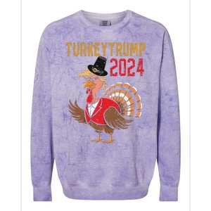 Thanksgiving Day Trump Turkey Funny 2024 Gift Colorblast Crewneck Sweatshirt