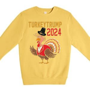 Thanksgiving Day Trump Turkey Funny 2024 Gift Premium Crewneck Sweatshirt