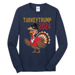 Thanksgiving Day Trump Turkey Funny 2024 Gift Tall Long Sleeve T-Shirt