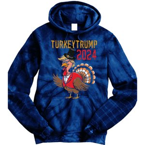 Thanksgiving Day Trump Turkey Funny 2024 Gift Tie Dye Hoodie