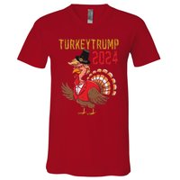 Thanksgiving Day Trump Turkey Funny 2024 Gift V-Neck T-Shirt