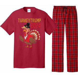 Thanksgiving Day Trump Turkey Funny 2024 Gift Pajama Set