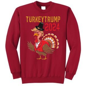 Thanksgiving Day Trump Turkey Funny 2024 Gift Tall Sweatshirt