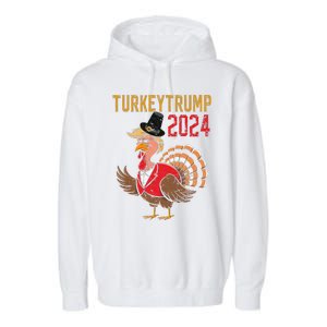 Thanksgiving Day Trump Turkey Funny 2024 Gift Garment-Dyed Fleece Hoodie