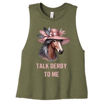 Talk Derby To Me Funny Horse Derby Day Women's Racerback Cropped Tank