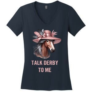 Talk Derby To Me Funny Horse Derby Day Women's V-Neck T-Shirt