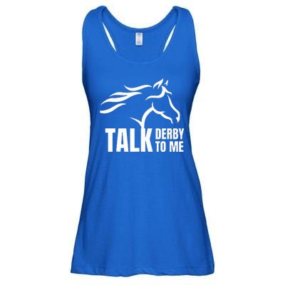 Talk Derby To Me Funny Horse Racing Gift. Ladies Essential Flowy Tank