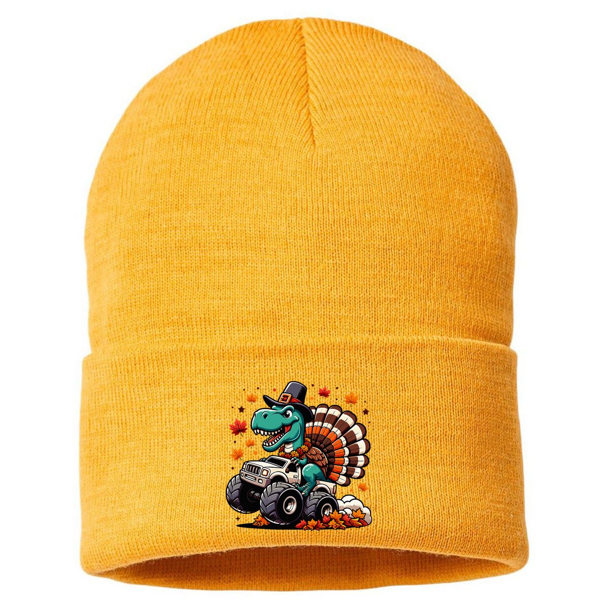 Thanksgiving Dinosaur T Rex Fall Truck Sustainable Knit Beanie